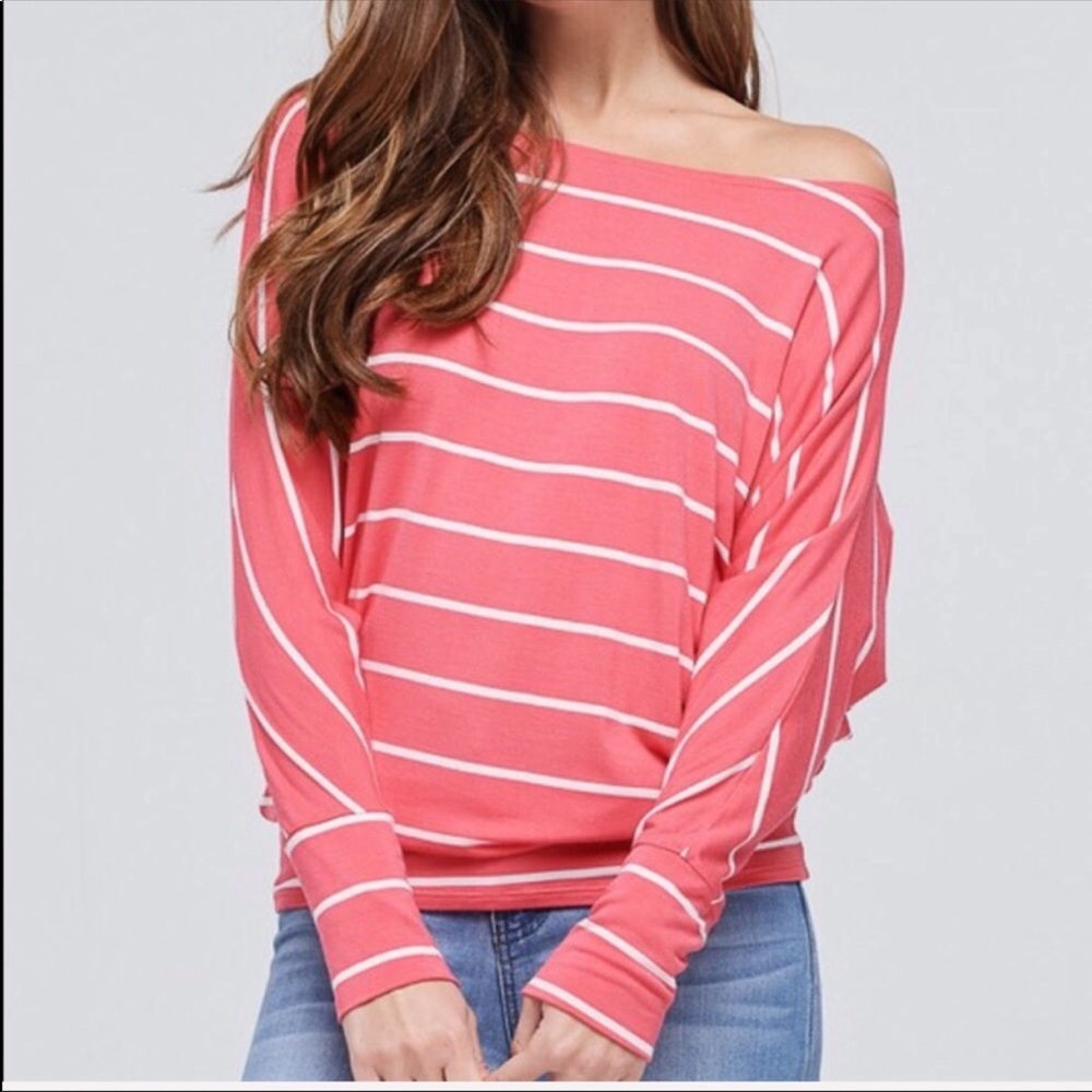 3 Pack Pink Striped Dolman Top